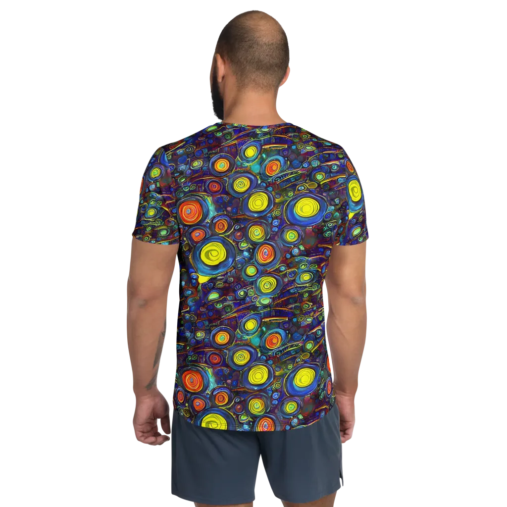 Indigo Cyclone on Men's Athletic T-Shirt — Back