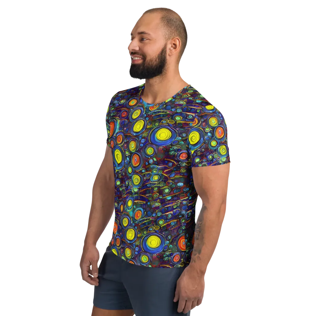 Indigo Cyclone on Men's Athletic T-Shirt — Left