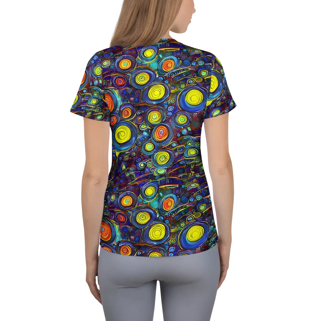 Indigo Cyclone on Women's Athletic T-Shirt — Back