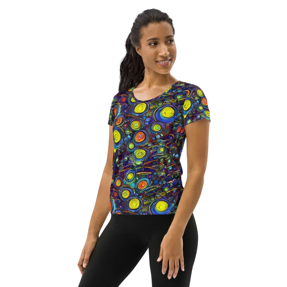 Indigo Cyclone on Women's Athletic T-Shirt — Left