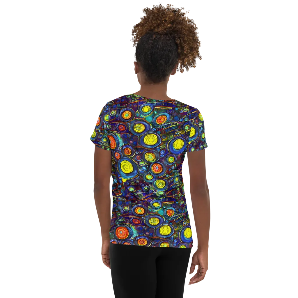 Indigo Cyclone on Women's Athletic T-Shirt — Back