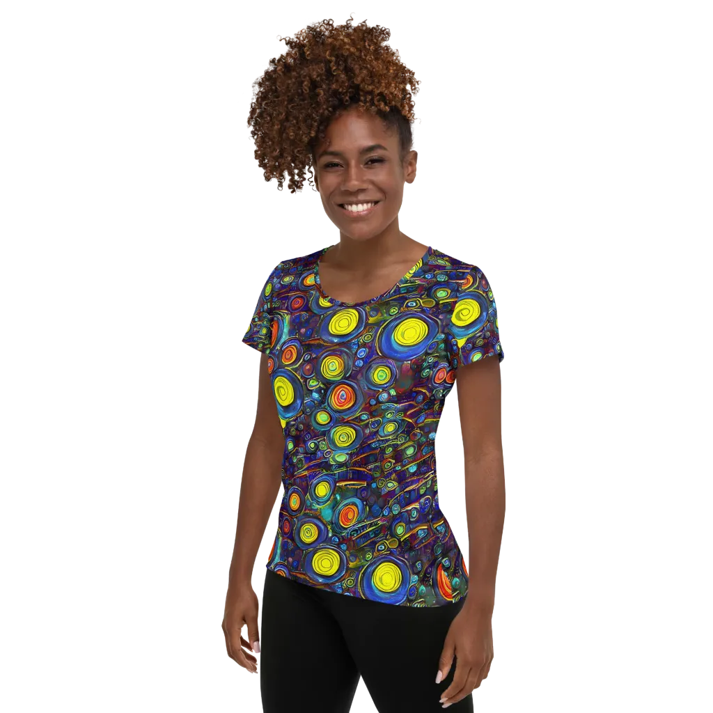 Indigo Cyclone on Women's Athletic T-Shirt — Left