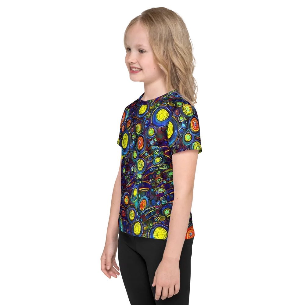 Indigo Cyclone on Kids Crew Neck T-Shirt — Left