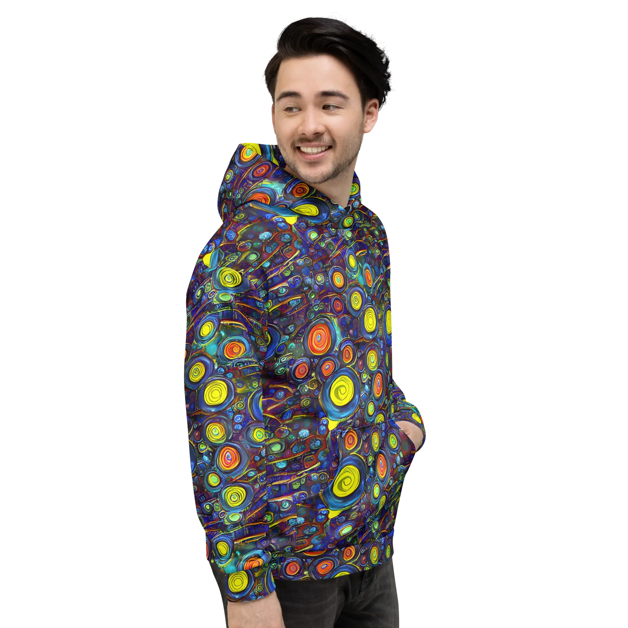 Indigo Cyclone on Hoodie — Right