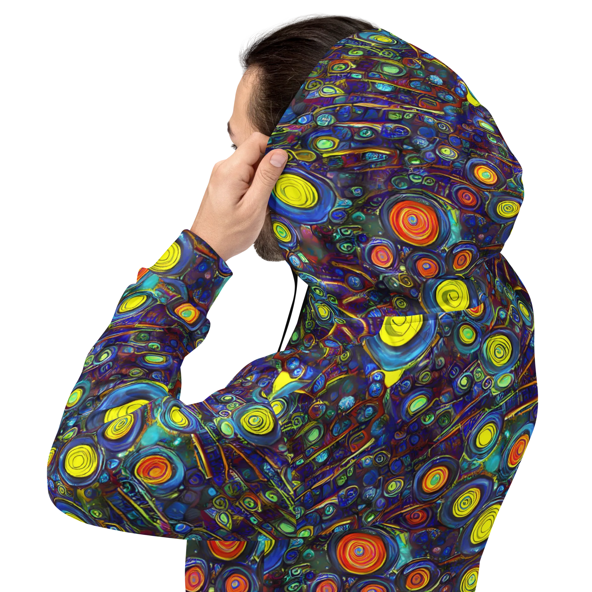 Indigo Cyclone on Hoodie — Back