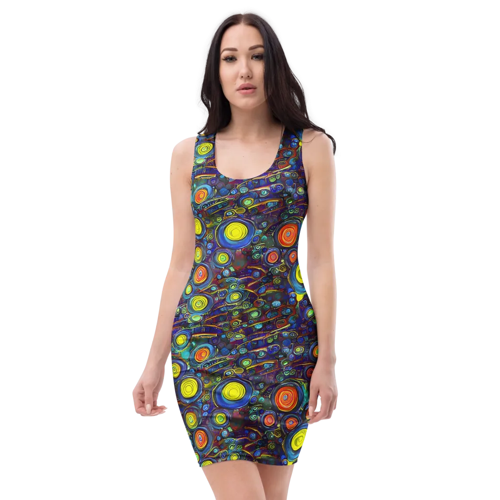 Indigo Cyclone on Bodycon Dress — Front