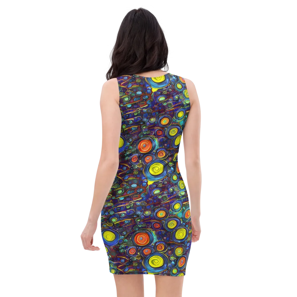 Indigo Cyclone on Bodycon Dress — Back