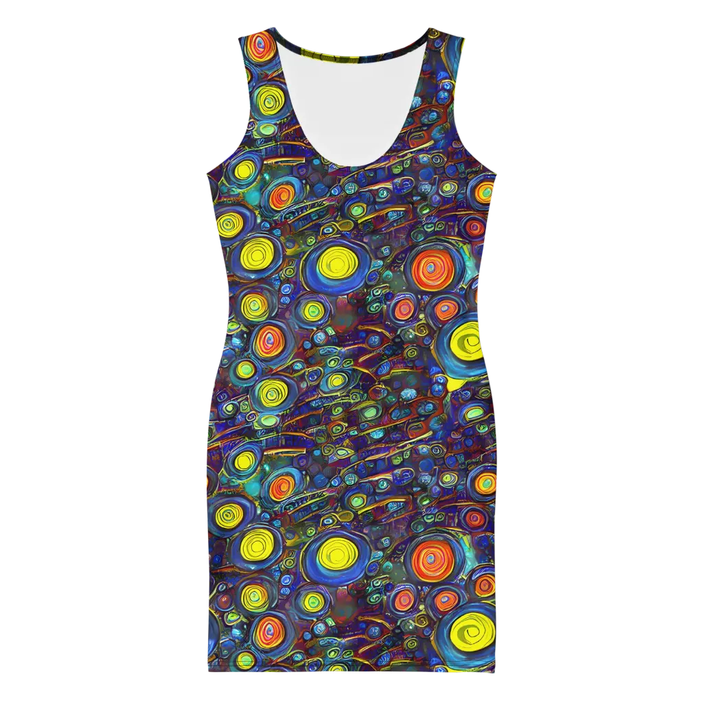 Indigo Cyclone on Bodycon Dress — Front