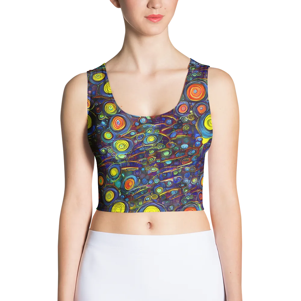 Indigo Cyclone on Crop Top — Front
