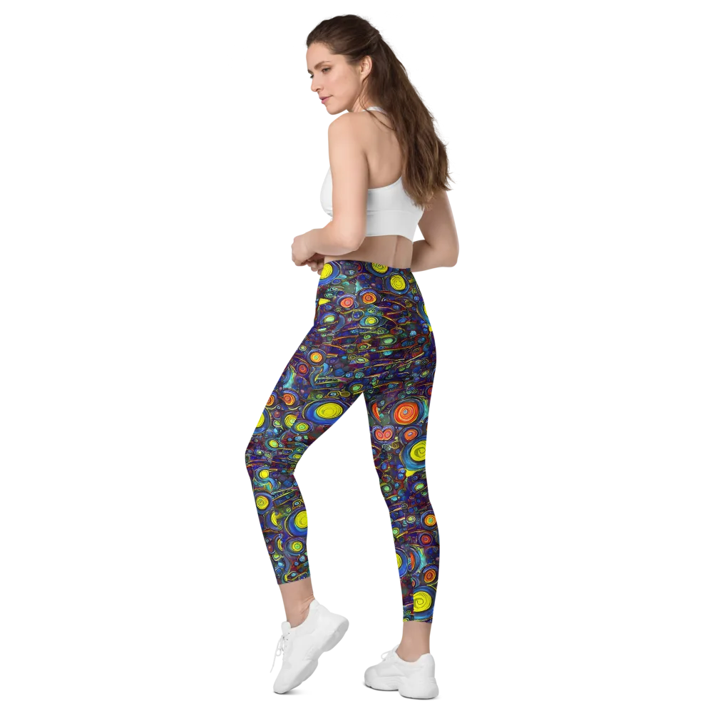 Indigo Cyclone on Leggings with Pockets — Left Back