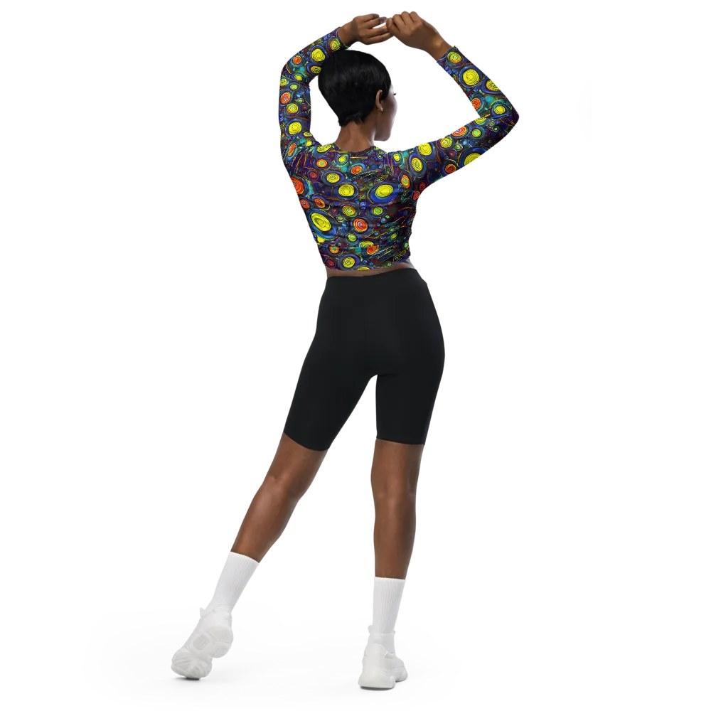 Indigo Cyclone on Long Sleeve Crop Top — Back