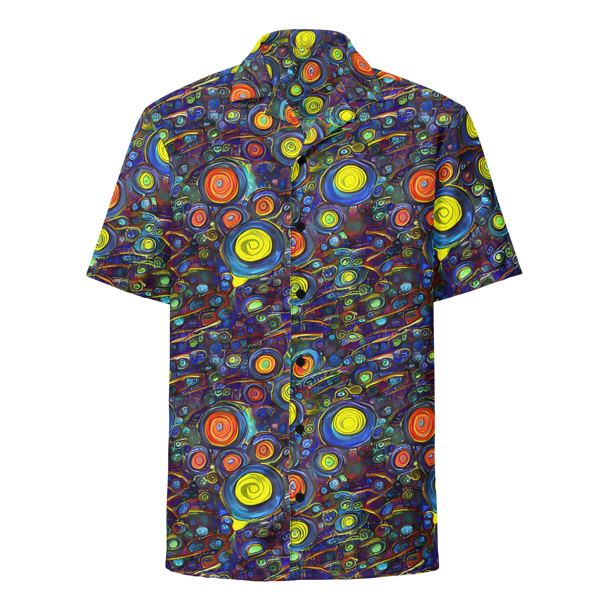 Indigo Cyclone on Button Shirt — Front