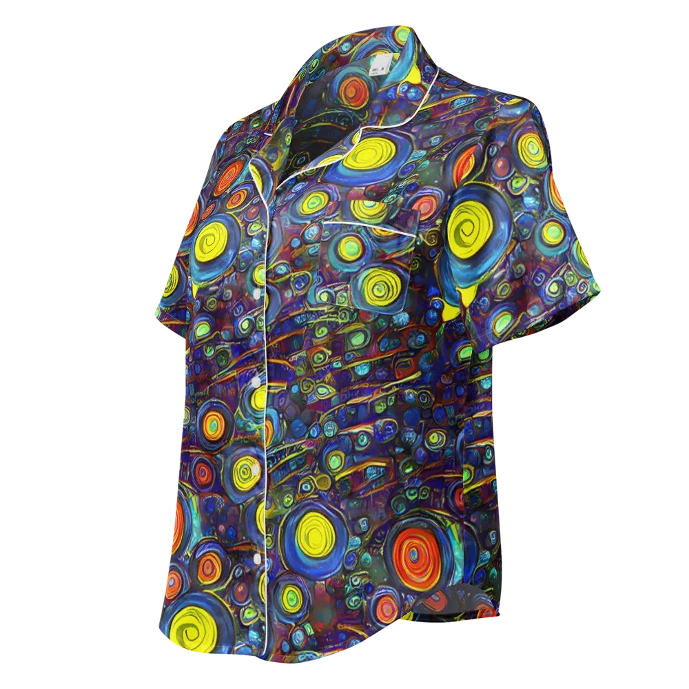 Indigo Cyclone on Women's Short Sleeve Pajama Top — Left Front