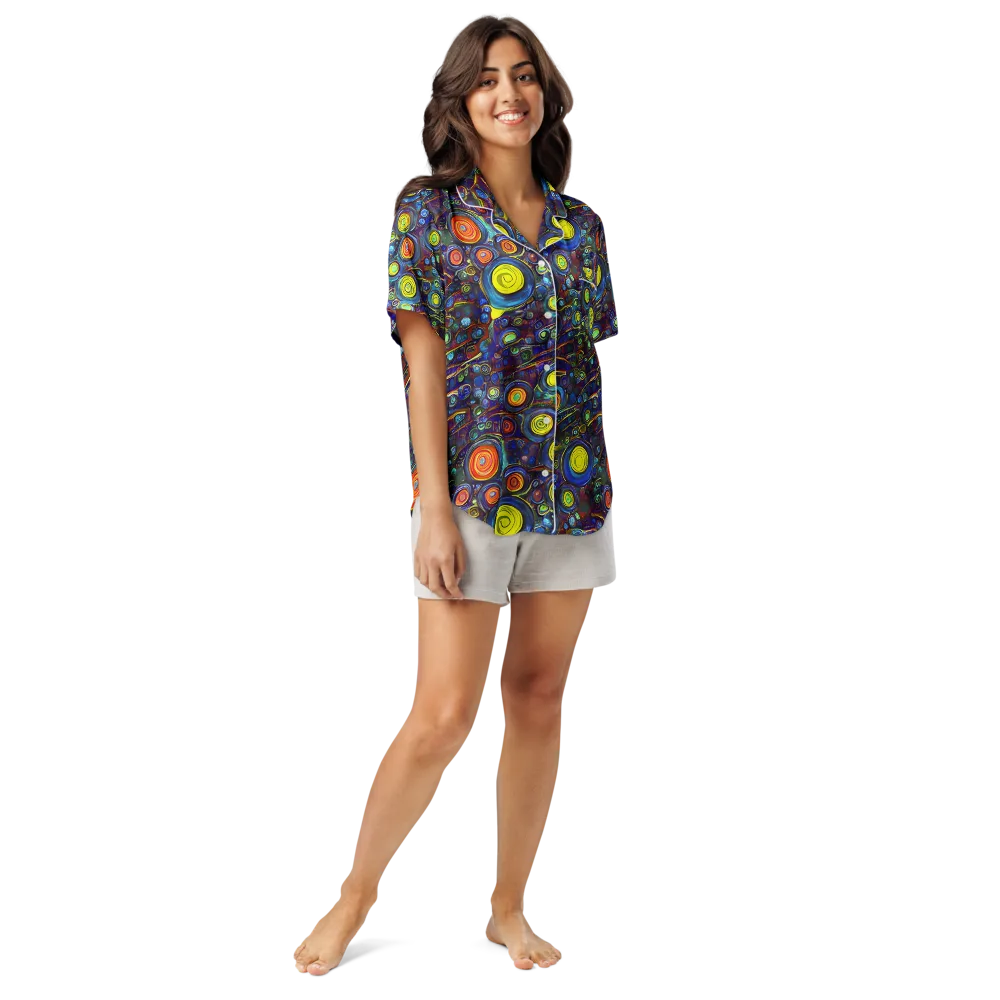 Indigo Cyclone on Women's Short Sleeve Pajama Top — Front