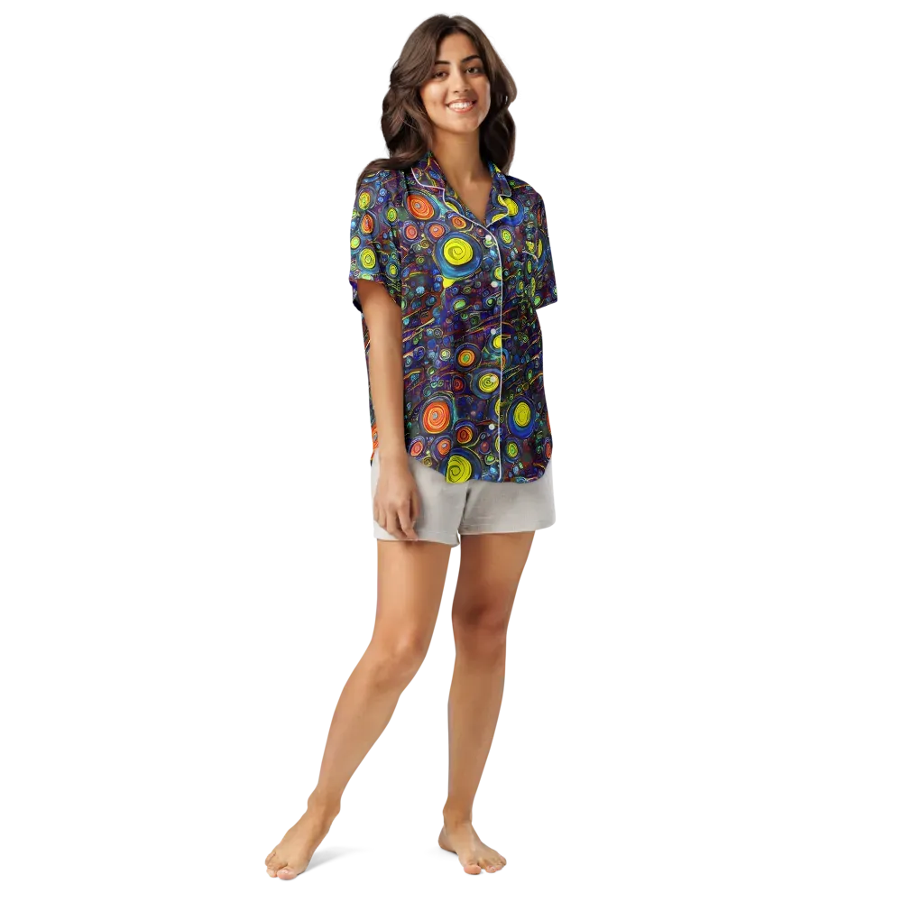 Indigo Cyclone on Women's Short Sleeve Pajama Top — Front