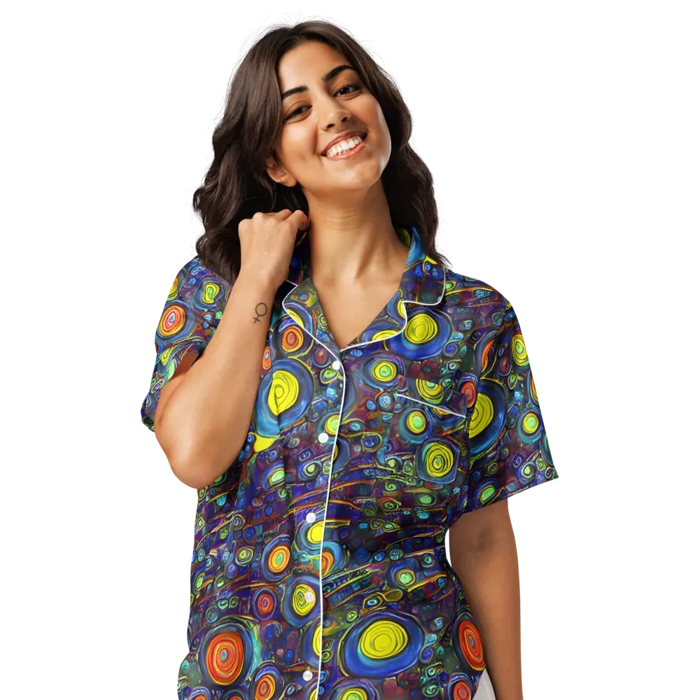 Indigo Cyclone on Women's Short Sleeve Pajama Top — Front