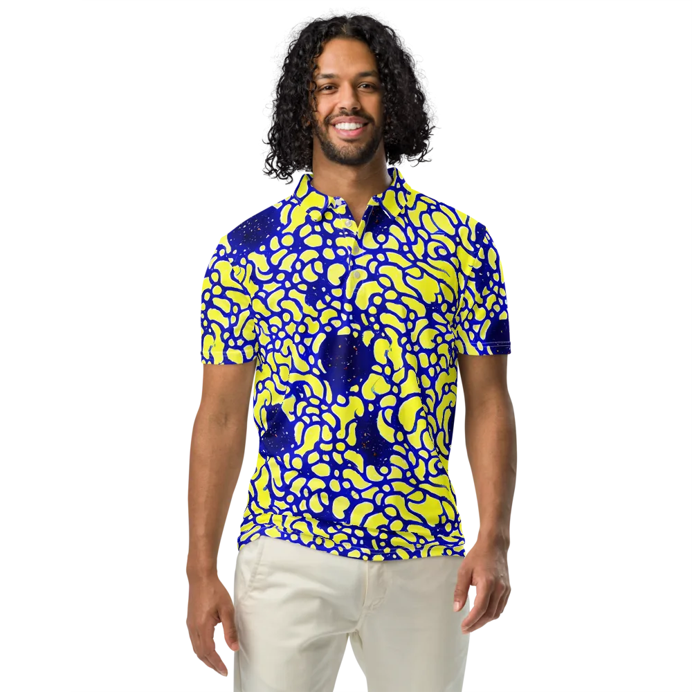 Lemon Liquefaction on Men's Slim Fit Polo Shirt — Front