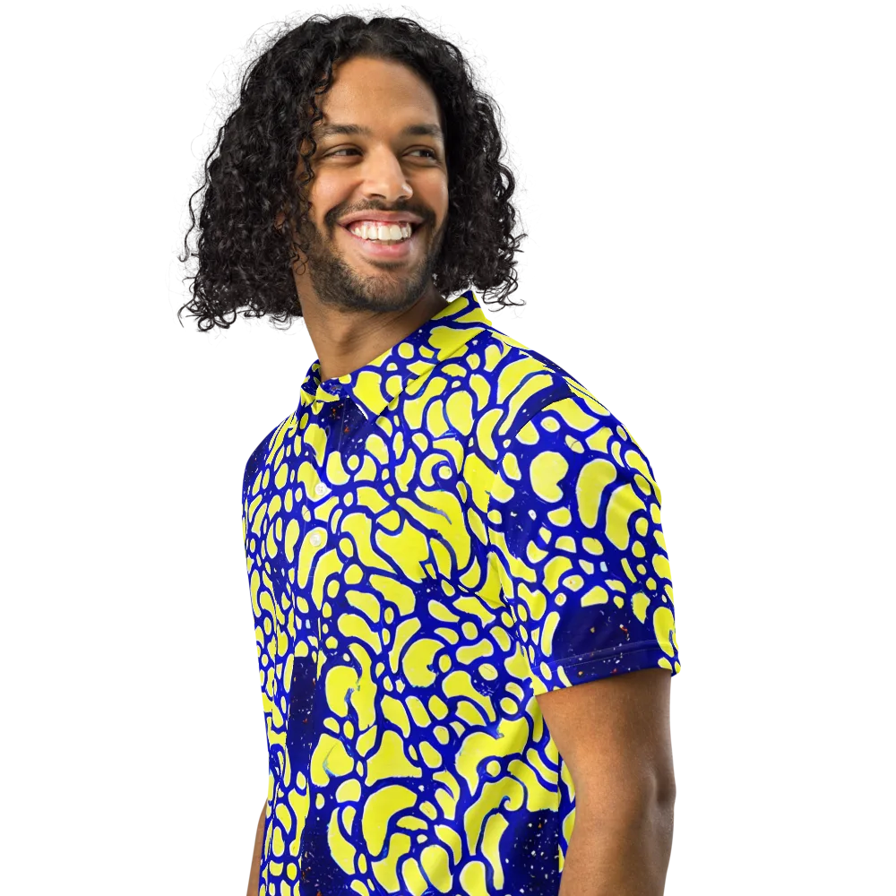 Lemon Liquefaction on Men's Slim Fit Polo Shirt — Left Front