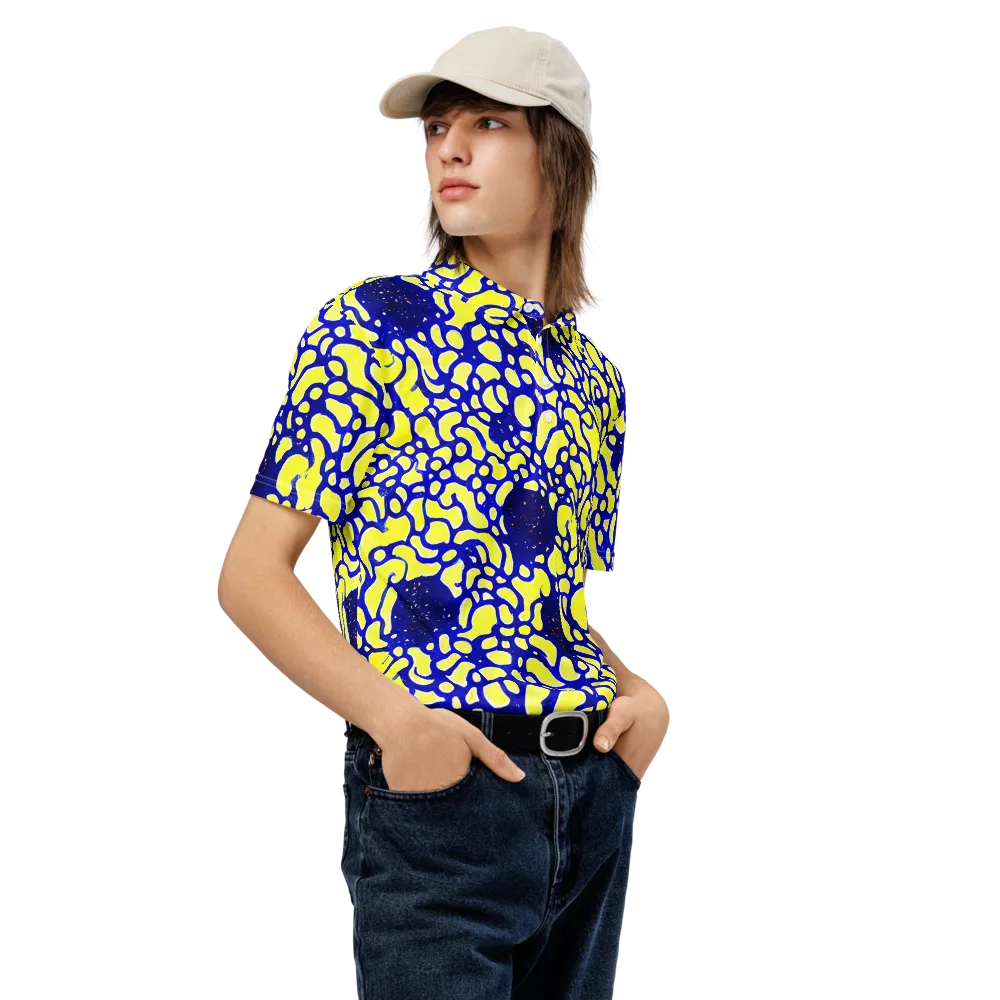 Lemon Liquefaction on Men's Slim Fit Polo Shirt — Right Front