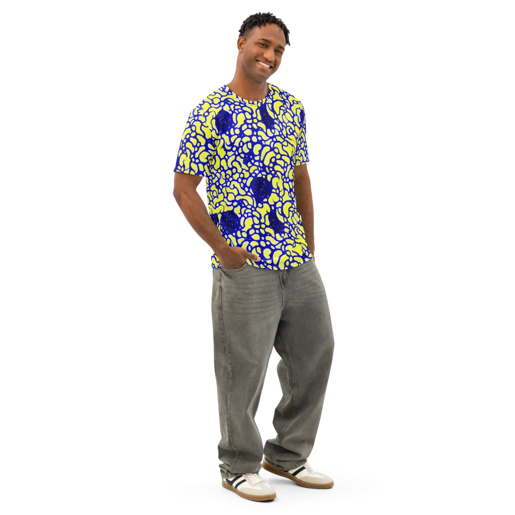 Lemon Liquefaction on Men's Cotton Crew Neck T-Shirt — Right Front