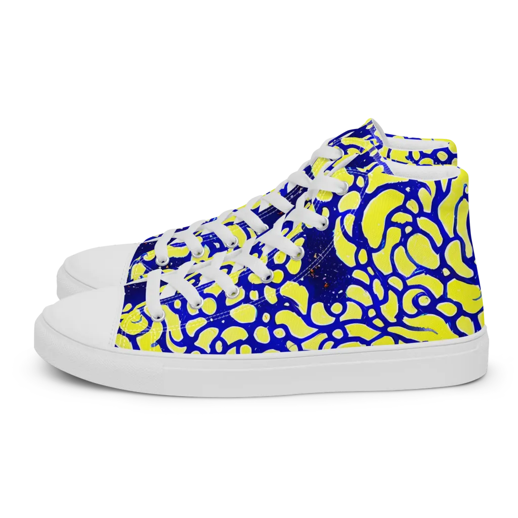 Lemon Liquefaction on Men's High Top Canvas Shoes — Left
