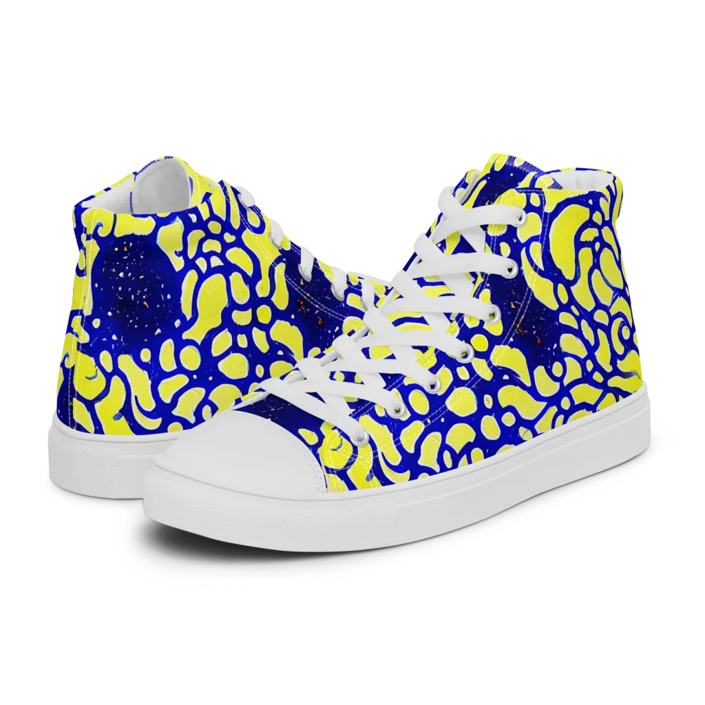 Lemon Liquefaction on Men's High Top Canvas Shoes — Left