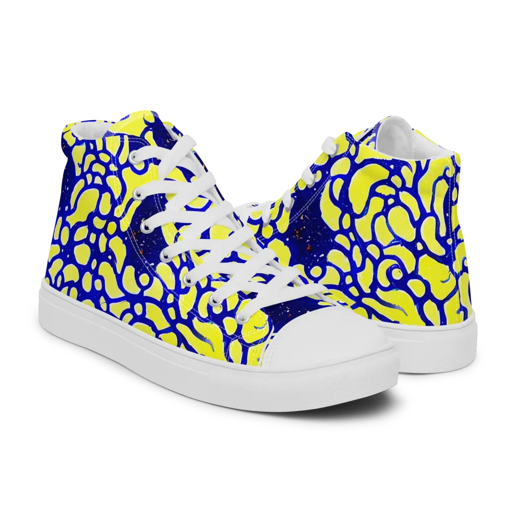 Lemon Liquefaction on Men's High Top Canvas Shoes — Right