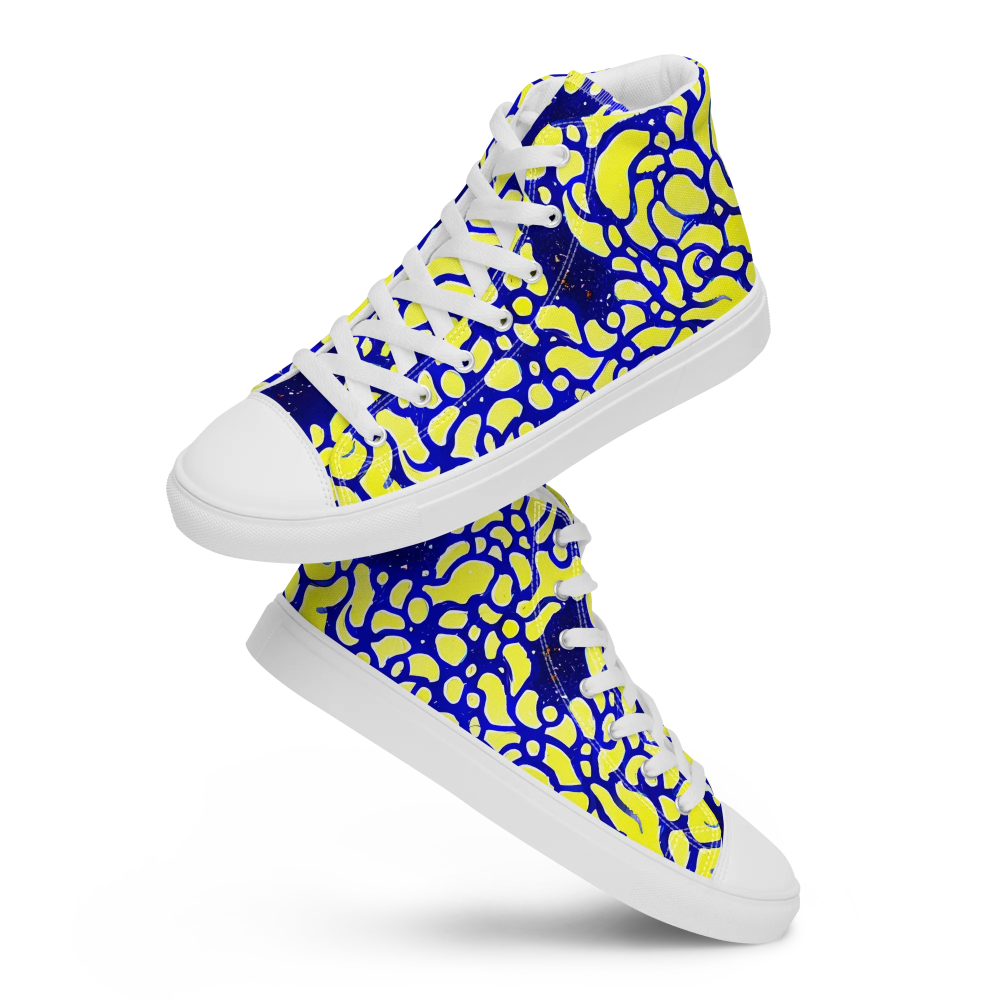 Lemon Liquefaction on Men's High Top Canvas Shoes — Front