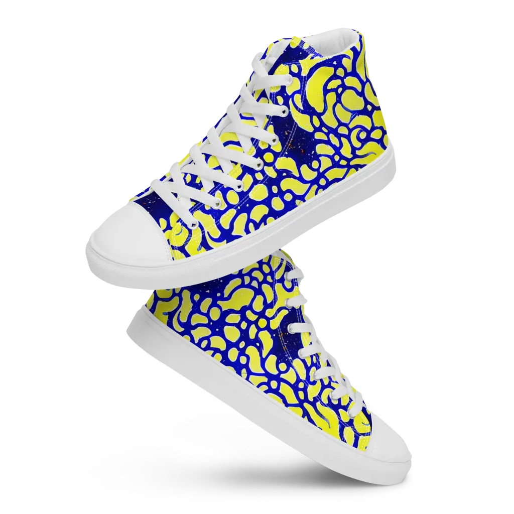 Lemon Liquefaction on Men's High Top Canvas Shoes — Front