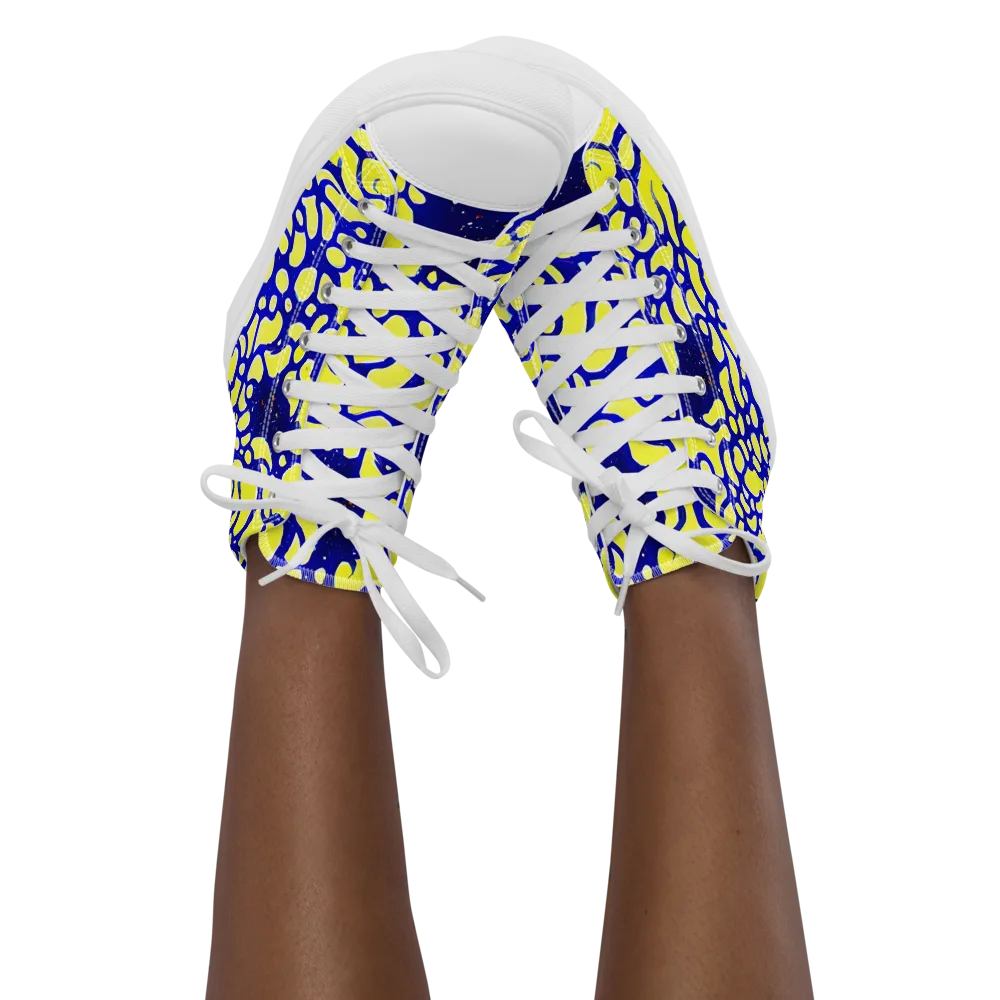 Lemon Liquefaction on Women's High Top Canvas Shoes — Front