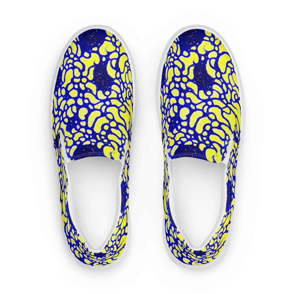 Lemon Liquefaction on Men's Slip-On Canvas Shoes — Front