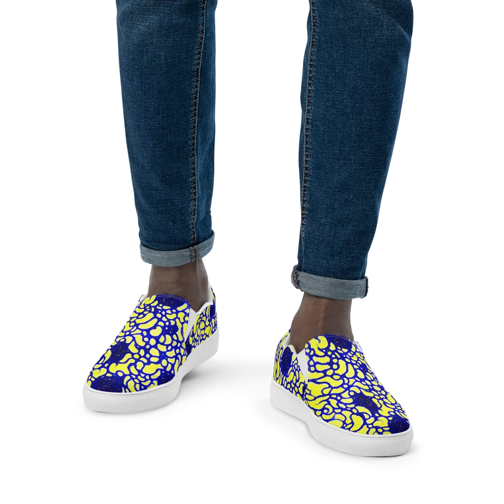 Lemon Liquefaction on Men's Slip-On Canvas Shoes — Front