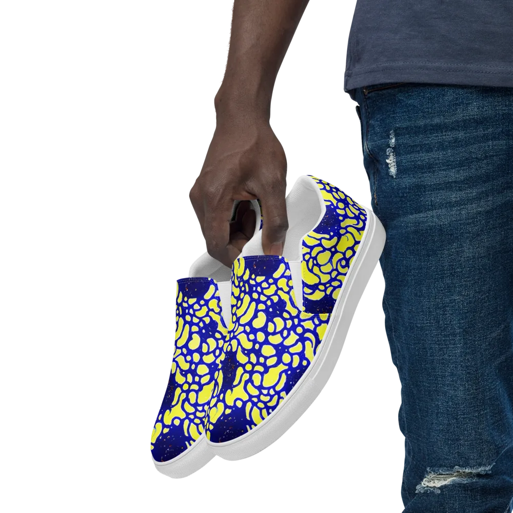 Lemon Liquefaction on Men's Slip-On Canvas Shoes — Left Front