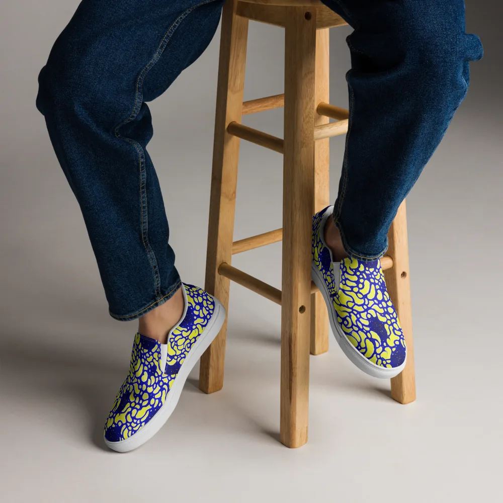 Lemon Liquefaction on Men's Slip-On Canvas Shoes — Front