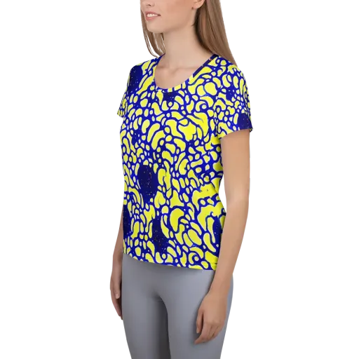 Lemon Liquefaction on a Women's Athletic T-Shirt