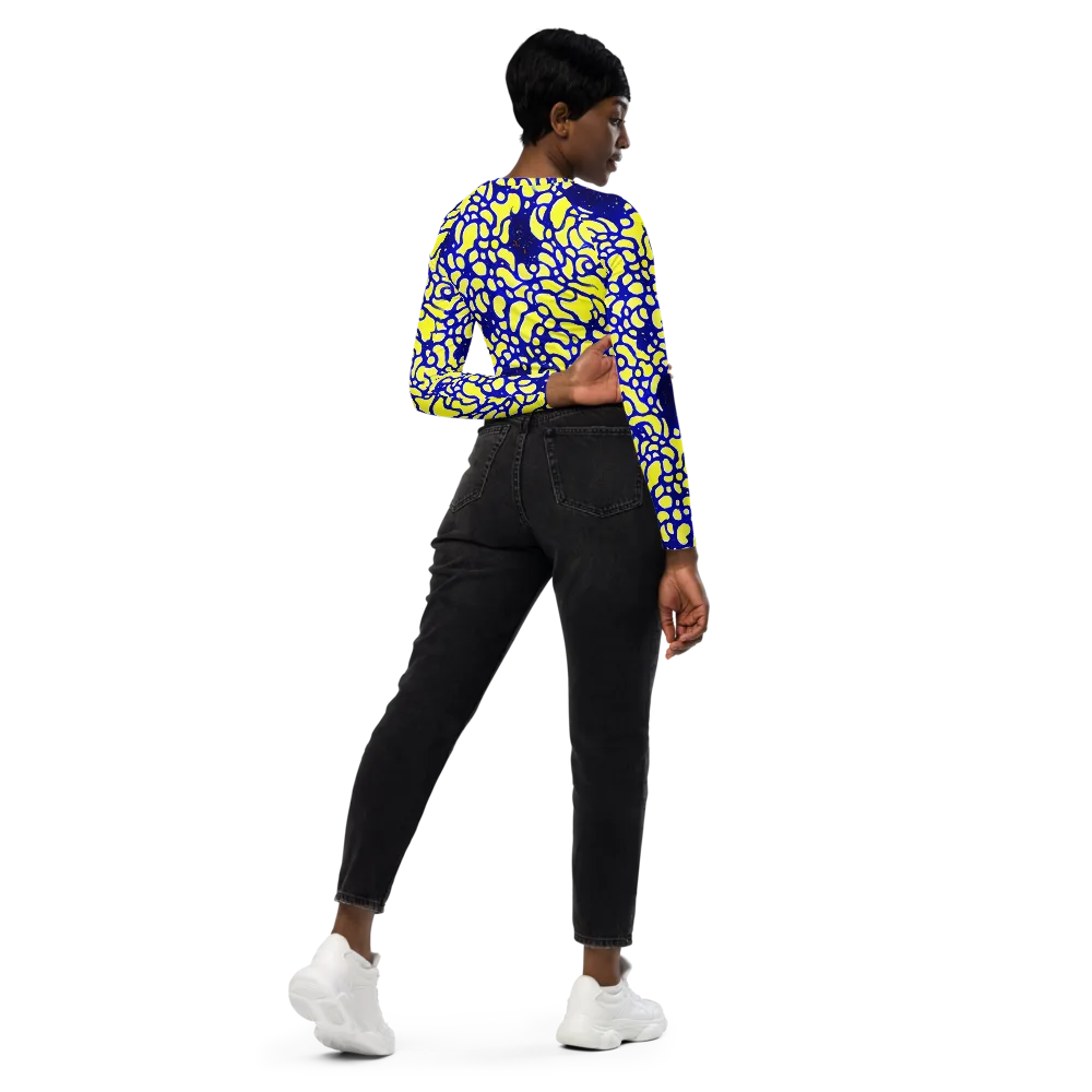 Lemon Liquefaction on Long Sleeve Crop Top — Right Back