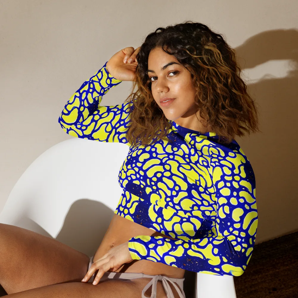 Lemon Liquefaction on Long Sleeve Crop Top — Left Front