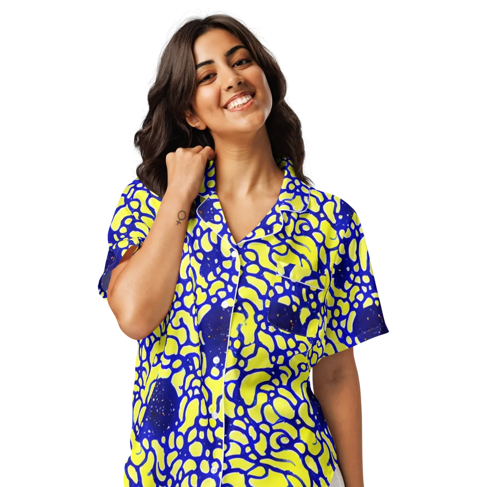 Lemon Liquefaction on Women's Short Sleeve Pajama Top — Front