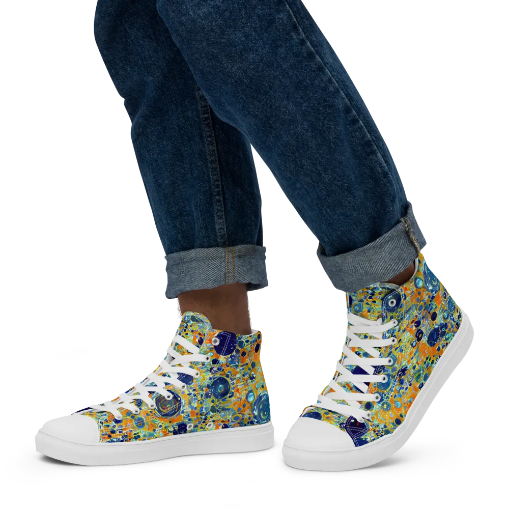 Solar Orbit on Men's High Top Canvas Shoes — Left