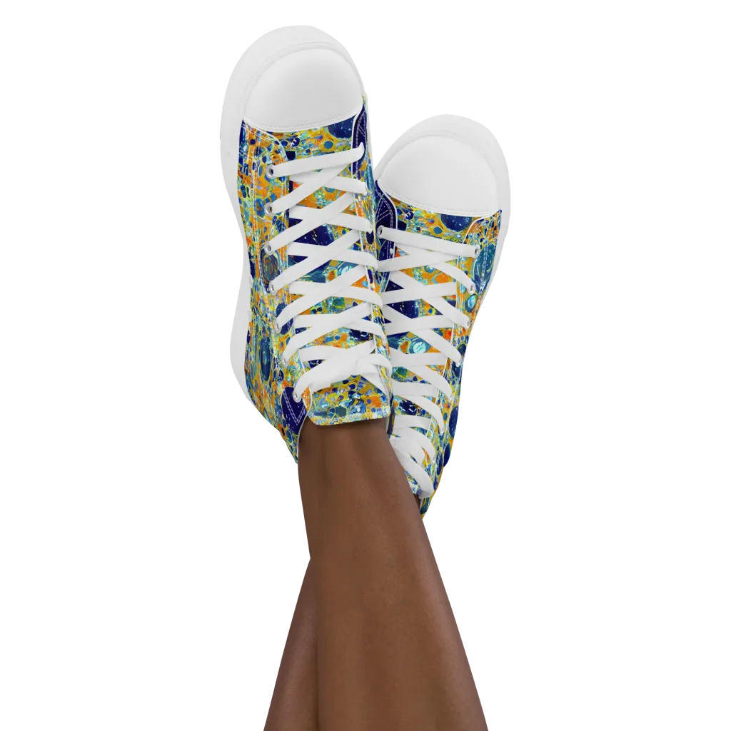 Solar Orbit on Women's High Top Canvas Shoes — Front
