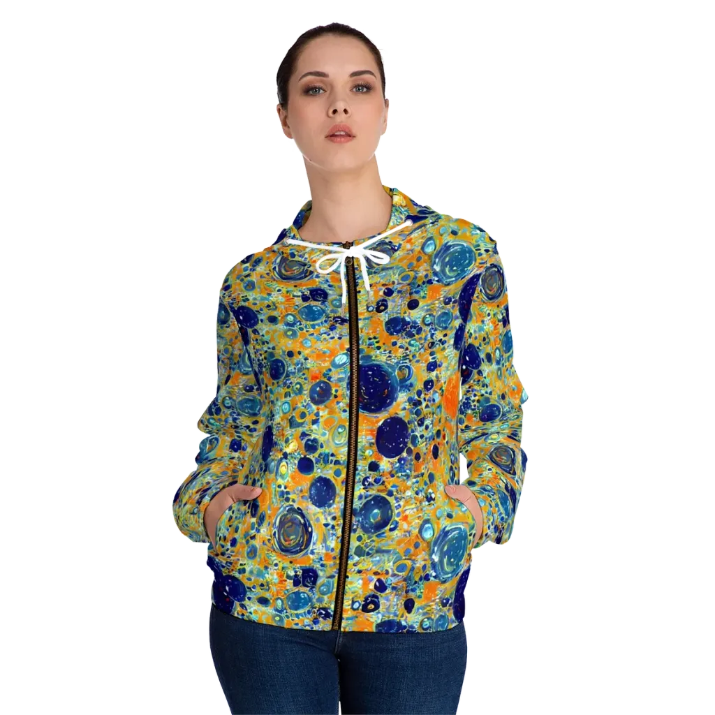 Solar Orbit on Women's Full-Zip Hoodie — Front On Person