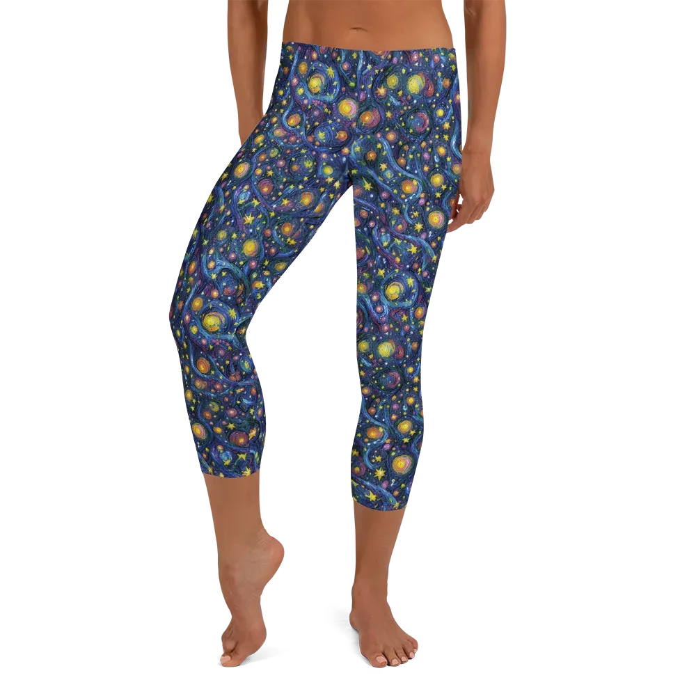 Starry Vortex on Capri Leggings — Front