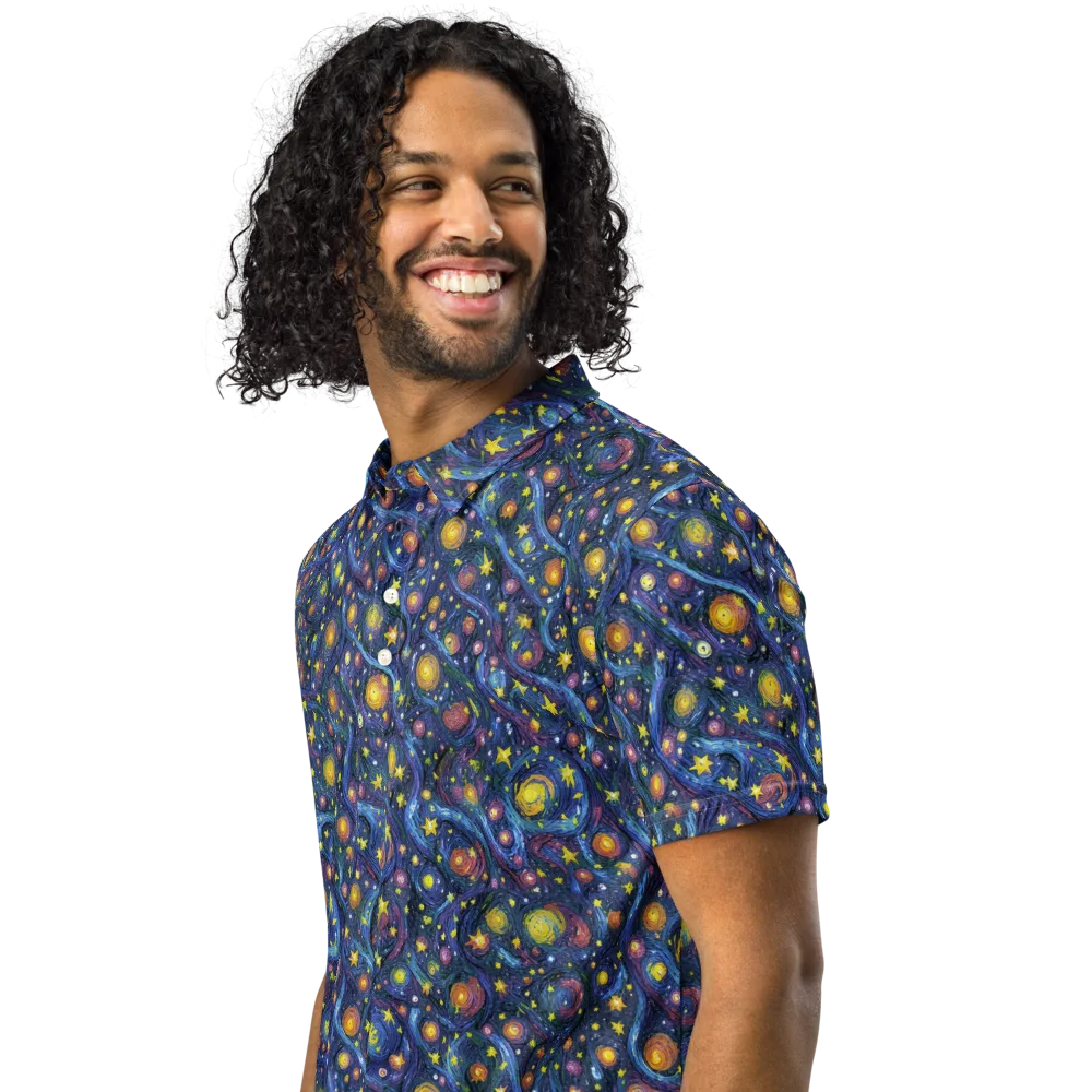 Starry Vortex on Men's Slim Fit Polo Shirt — Left Front