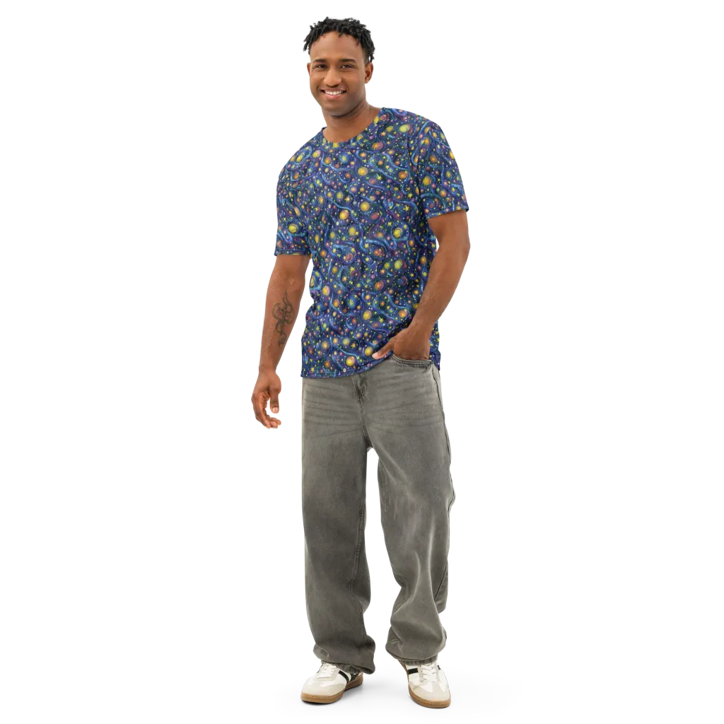 Starry Vortex on Men's Cotton Crew Neck T-Shirt — Front