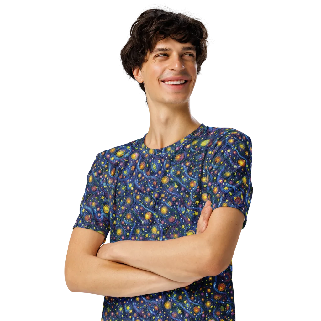 Starry Vortex on Men's Crew Neck T-Shirt — Left Front