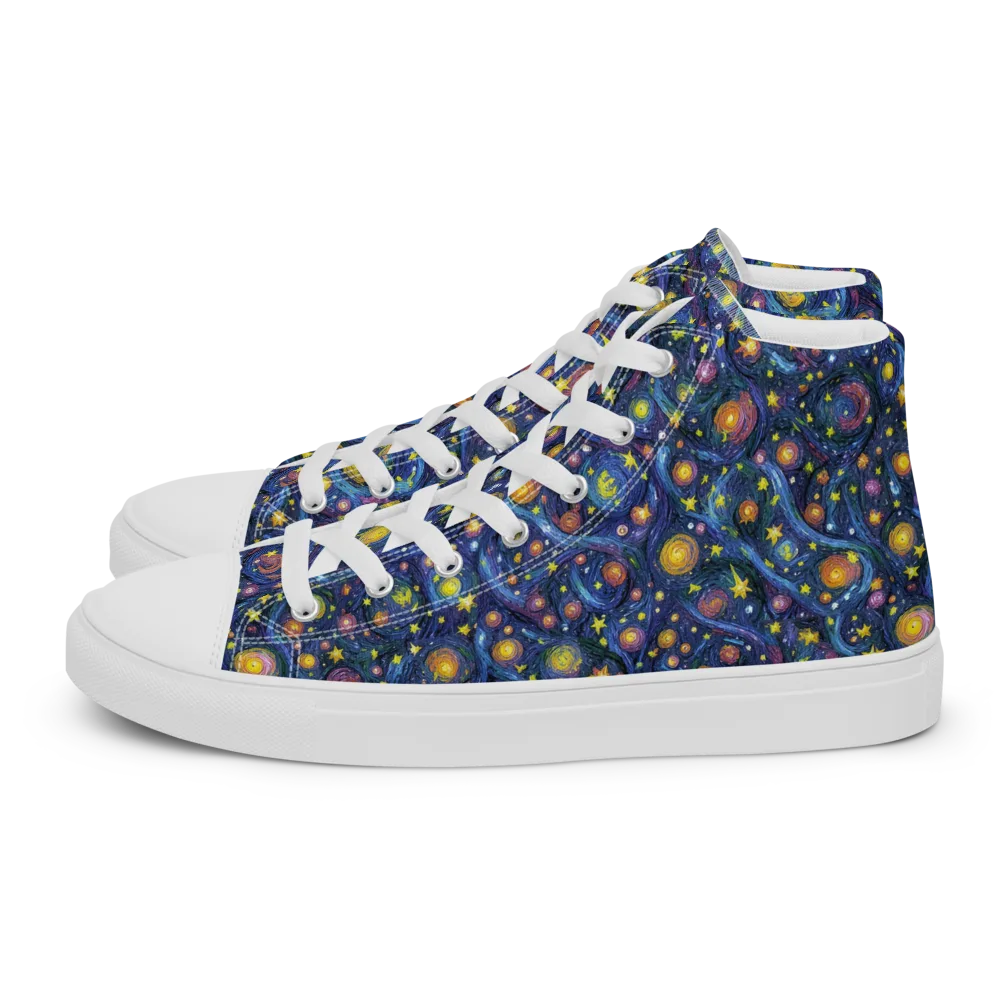 Starry Vortex on Men's High Top Canvas Shoes — Left