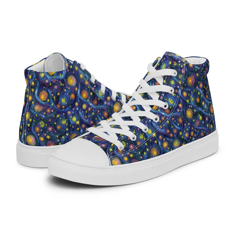Starry Vortex on Men's High Top Canvas Shoes — Left