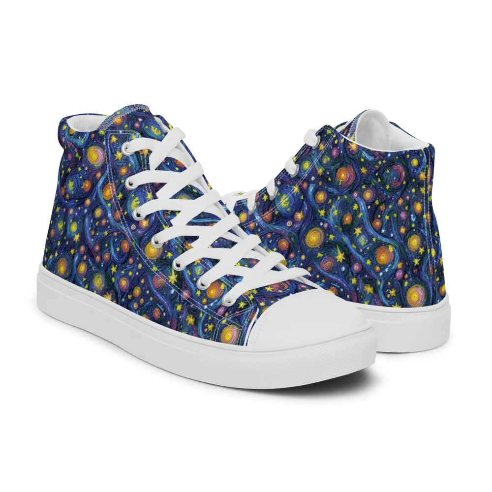 Starry Vortex on Men's High Top Canvas Shoes — Right
