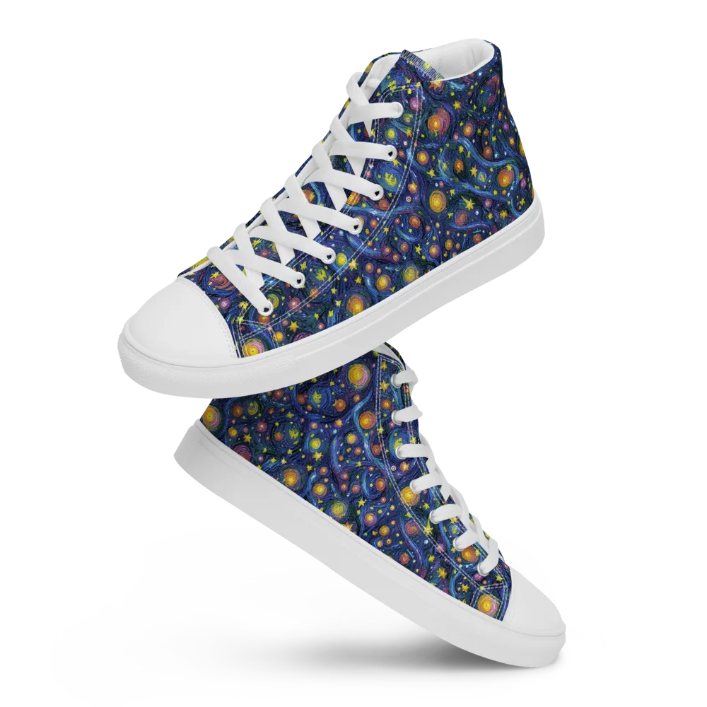 Starry Vortex on Men's High Top Canvas Shoes — Front
