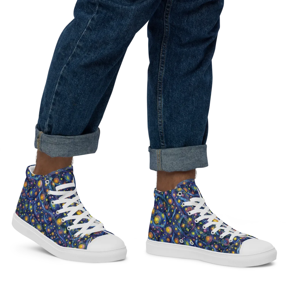 Starry Vortex on Men's High Top Canvas Shoes — Right